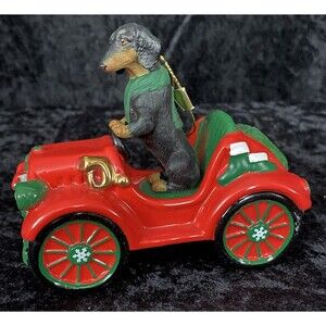 Danbury Mint Dachshund Delight Rockin Roadster Dog 2011 Christmas Ornament & Box